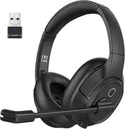 EKSA H6 Wireless Headsets with Microphone, USB Dongle Bluetooth Headphone with AI Noise Cancelling Mic, Dual Device Connection Over Ear PC Headset for Laptop/Phone/Office/Zoom/Teams