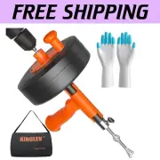 50ft Heavy-Duty Flexible Steel Drain Snake with Drill Adapter for Quick Clogs