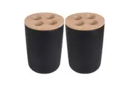 2x Eco Basics Toothbrush Razor Caddy Holder Stand Bathroom Storage Organiser BLK