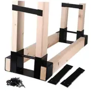 Outdoor Firewood Log Storage Rack Bracket Kit,Fireplace Wood Storage Black