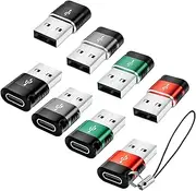 BaseNew USB to USB C Adapter 8 Pack,USB C to USB Adapter,USB Type C Adapters,USB to USB C Cable Converter for iPhone 15 14 13,MacBook,iPad,Multi Color