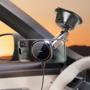 A2C for MagSafe Car Mount Charger, Windshield Vacuum Suction Cup Magnetic Wireless Car Charger Mount, Compatible with MagSafe Car Charger, for iPhone