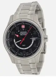 NEW Wenger GMT Field Black Dial Stainless Steel Men's Watch