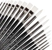 Falling in Art Flat and round Tips White Sable Paint Brush Set - 18PCS Artist
