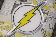 Flash Logo Car Decal DC Comics Domed Black Yellow White Chrome Finish Automotive Sticker Emblem