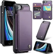 ELEPIK for iPhone 8 Case with Card Holder, Kickstand [4 Card/Cash Holder] [for Women & Men] [Durable PU Leather] Magnetic Wallet Phone Cover for iPhone 8, Fashion Purple