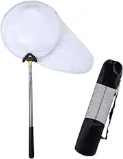 Miners2000 Telescopic Butterfly Nets Stainless Steel Kids Bug Net Outdoor Tools Insects Fishing Net with Storage Bag Extendable from 15 Inches to 59 Inches White