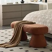 End of Bed Bench, Lambswool Bedroom Bench Modern Shoe Bench Footrest Rectangular Coffee Table for Bedroom Hallway Livingroom End of Bed Benc,C,80CM
