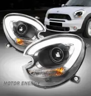 For 11-16 Mini Cooper Countryman Xenon LED Tube Projector Headlights Black LH+RH (for: Mini)