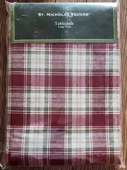 St. Nicholas Square - Tablecloth - Red Plaid 60”X 102” Oblong New 100% Cotton