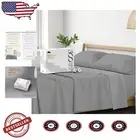 Dark Grey Striped Split King Sheet Set - Silky Sateen 5 Piece Bedding Essentials