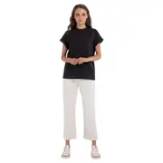 Replay Womens Graphic Tee Cap Sleeve Organic Cotton T-Shirt Black