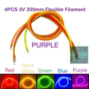 4PCS DC3V 300mm LED PURPLE Light Emitting Diode Flexible Silicone Filament