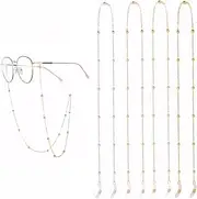 [zurabini] 4 pcs Eyeglasses Chain, Bead Glasses Strap, Eyeglass Chain Strap Sunglasses Lanyard Glasses String Chains for Men and Women(Gold, Silver,Rose Gold, KC Golden 27.6 inch Long), Gold, One Size