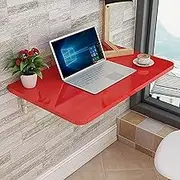 Floating Wall Mounted Drop Leaf Computer Desk Foldable Workbench for Home Office Kitchen Bar Red 70x30cm