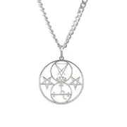 Stainless Steel Pentagram religion Pendant Necklace Celtic Pagan Druid Gift 24''