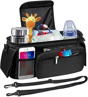 Stroller Organizer with Snack Pocket and Sippy Cup Holder - Universal Fit for Most Strollers - Includes Shoulder Strap for Added Convenience, Snacks, and Hydration - provided by Boom Boom Baby