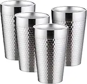 Pint Cup - 16oz Double Layer Cup Wall Stainless Steel Unbreakable Hot & Cold Drinking Cups for Home & Outdoor (4PCS, 4 Count (Pack of 1))