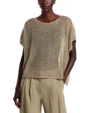 Eileen Fisher Bateau Neck Cap Sleeve Sweater