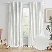 KEQIAOSUOCAI Blackout Curtain Panels 120 Inch Length, Extra Wide 72 Inch Wide Draperes, Pinch Pleated Window Curtain Panels for Living Room Back Tab(72x120, 2 Pcs, Ivory/Cream Color