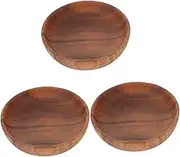 Alipis 3pcs Elegant Round Salad Plate Condiment Bowls Set Wooden for Dinner Snack Home Decor