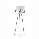 Modern Dimmable Floor Lamp w/ Linen Shade Designer Bedroom Lighting - Matte Blac