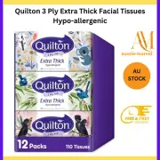 Quilton 3 Ply Extra Thick Facial Tissues Hypo-allergenic (12 boxes of 110tissue)