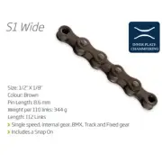 KMC S1 (Singlespeed Chain) — 1/8" x 112 Links / Brown — AUS STOCK — BMX SS