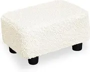 CAROLMADE Small Foot Stool Ottoman 15.4" Footstool with Legs Under Desk Footrest for Living Room Bedroom and Office, Soft Ivory White