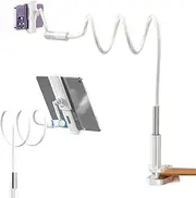 Phone Holder,110cm Upgraded Stable Clip Model Aluminum Alloy Gooseneck Phone Stand,Long Arm Flexible Rotating Design Tablet Holder for Compatible with All 4-10.1” Devices