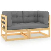 Garden 2-Seater Sofa with Cushions Solid Pinewood