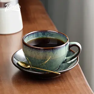BINCOO咖啡杯 陶瓷拉花杯 澤田杯 卡布奇諾拿鐵杯 摩卡杯碟套裝 300ML