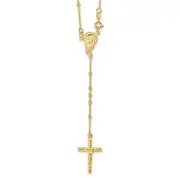 Ss/Gold Plated Sterling Silver Gold-Plated Polished Bead Rosary 18 Inch Necklace