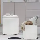 Round Ottoman Foot Stool with Storage Set of 14.76"L x 14.76"W x 17.32"H White
