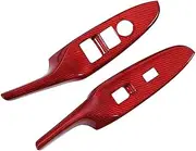 Compatible For Mazda MX-5 2016-2023 Real Carbon Fiber Car Window Lifting Button Decorative Frame Cover Interior Car Accessories(Carbon Fiber(Red))