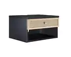 Nathan James Floating Nightstands 16" x 13" x 9" Storage Rectangle Black/Rattan
