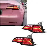 4PCS/Set 12V LED Sequential Tail Lights Assembly Waterproof IP67 Rear Left Right Replacement，Compatible For Tesla Model 3 2019 2020 2021