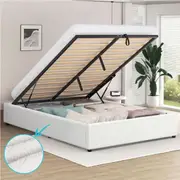 ALFORDSON Bed Frame Double Size Gas Lift Storage Mattress Base Boucle WILBUR