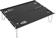 Small Folding Camping Table, Aluminum Alloy Stainless Steel Ultralight Portable Folding Beach Table with Carry Bag for Hiking Picnic (Gray) (Black)