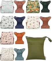 ALVABABY 6 pcs Baby Cloth Diaper Covers with One Wet Bag, Swim Diaper,Nappy Shell Baby Girls and Boys 6CDC05A