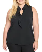 Nic+Zoe Plus Knit Crepe Ruffle Top