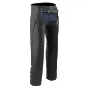 Milwaukee Leather Chaps for Men's Black Prime Leather Zipped Thigh Pocket-Mesh