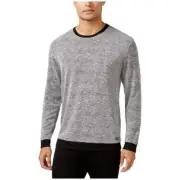 Kenneth Cole Men's Black Marled Long Sleeve Sleep Shirt, Size Medium