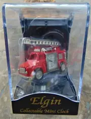 ELGIN COLLECTIBLE FIRE ENGINE MINI CLOCK ~ BRAND NEW IN SEALED DISPLAY BOX