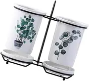 BATHVEVE 1 Set Elegant Ceramic Chopsticks Holder Stylish Kitchen Tableware Storage Rack for Draining and Organizing present for Housewarming and Safe Material Japanese Design