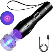 YZYOE 365 nm Black Light Flashlight Powerful Rechargeable,Fluorescent Agent Detection Lamp, Jade, Jewelry, Paper Money, Fungal Detector,LED UV Flashlights 1 Mode Detection Light.