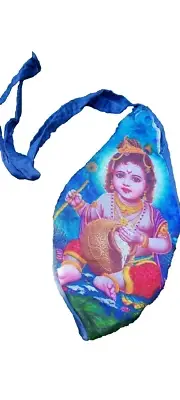 Spiritual Lord Krishna Bal Gopal Digital Print Hindu Prayer bag Jholi Art ISKON