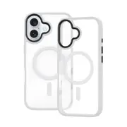 iPhone 16 Clear Hard Case Cover with Metal Camera Lens: Magnetic Design, MagSafe Compatibility, Enhanced Camera Screen Guard, Anti-Scratch Protection - White