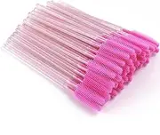 Apothie 50 Pieces Silicone Disposable Mascara Eyelash Wands - Eyebrow & Lash Extension Spoolie Brushes, Comb Separator, Microblading Tool, Applicator (50 Brushes, Pink Crystal)