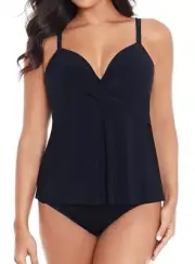 Miraclesuit BLACK Rock Solid Allura Tankini Swim Top, US 12